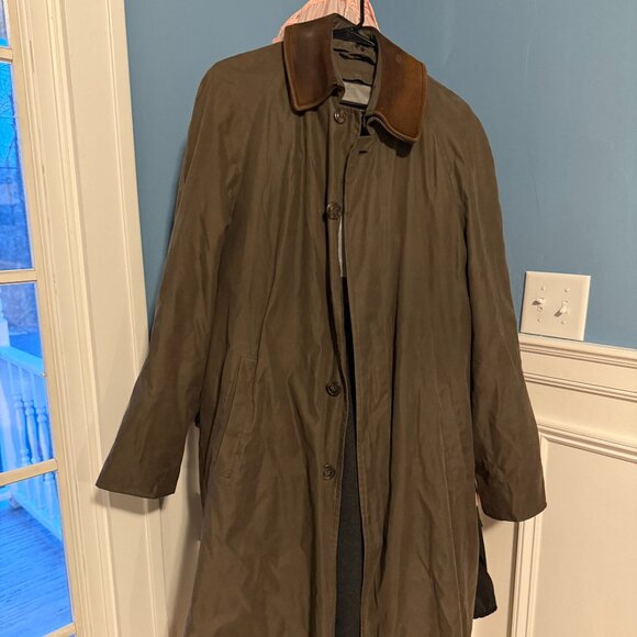 Men's Joseph Abboud Overcoat Removable Lining Real Leather Collar